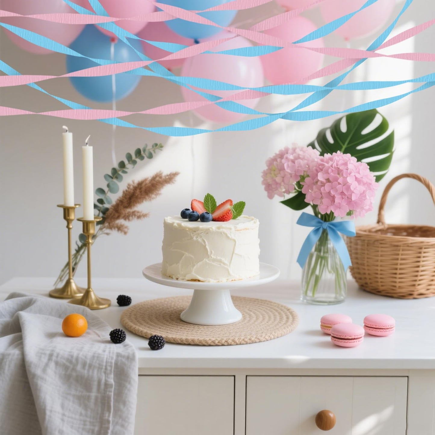 4 Crepe Paper Streamers Rolls, 328ft Pack of Red and White Crepe Paper for Birthday Baby Shower Wedding Christmas Valentines Day Party Decorations (1.8 inch x 82 ft/Roll)