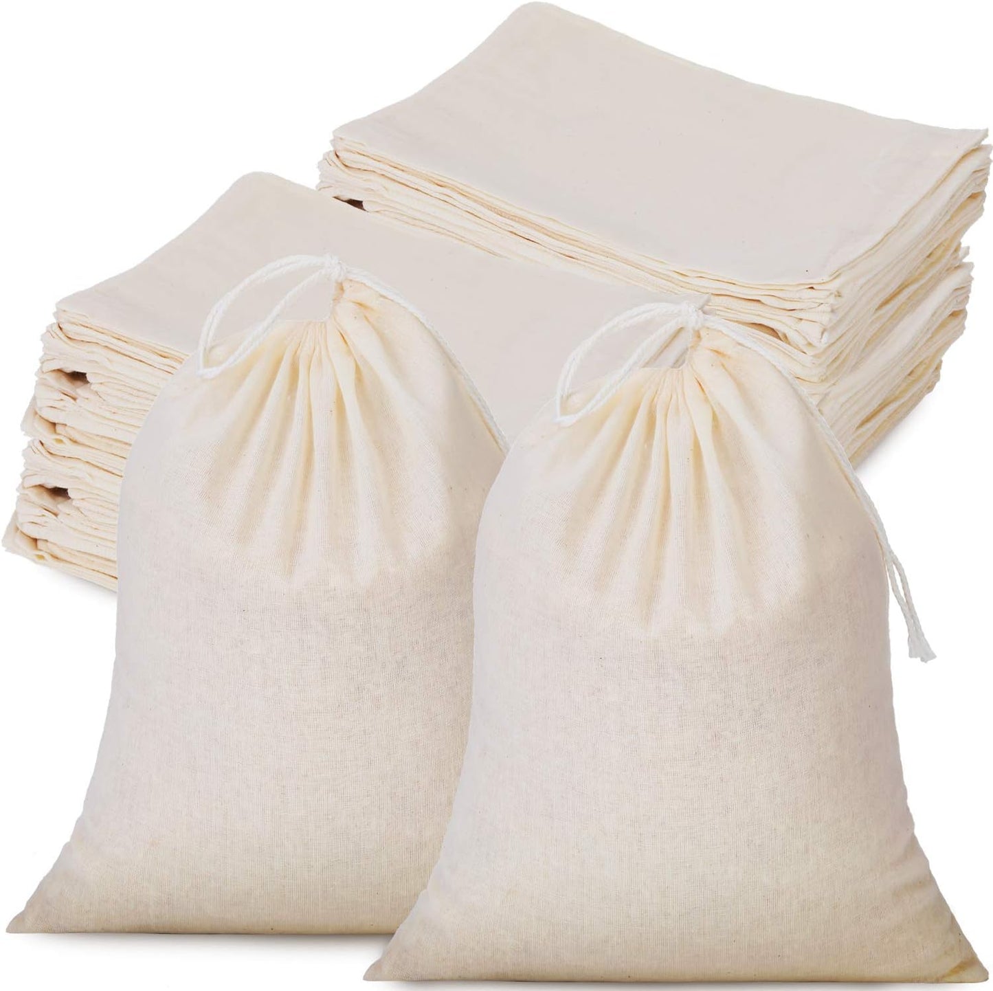 Tatuo 50 Pieces 4 x 6 Inches Muslin Cotton Drawstring Bags Canvas Linen Sachet Bag Reusable Empty Gift Pouch for Party Home Supplies