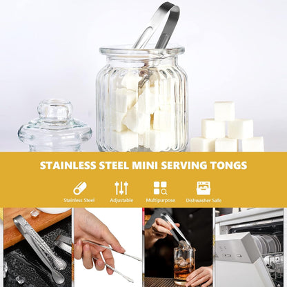 Sieral 10 Pieces Leaf Coffee Spoons, Mini Serving Tongs and Appetizer Forks Stainless Steel Sugar Cube Tongs Dessert Spoons Metal Dinner Forks for Dessert Coffee Tea (Silver)