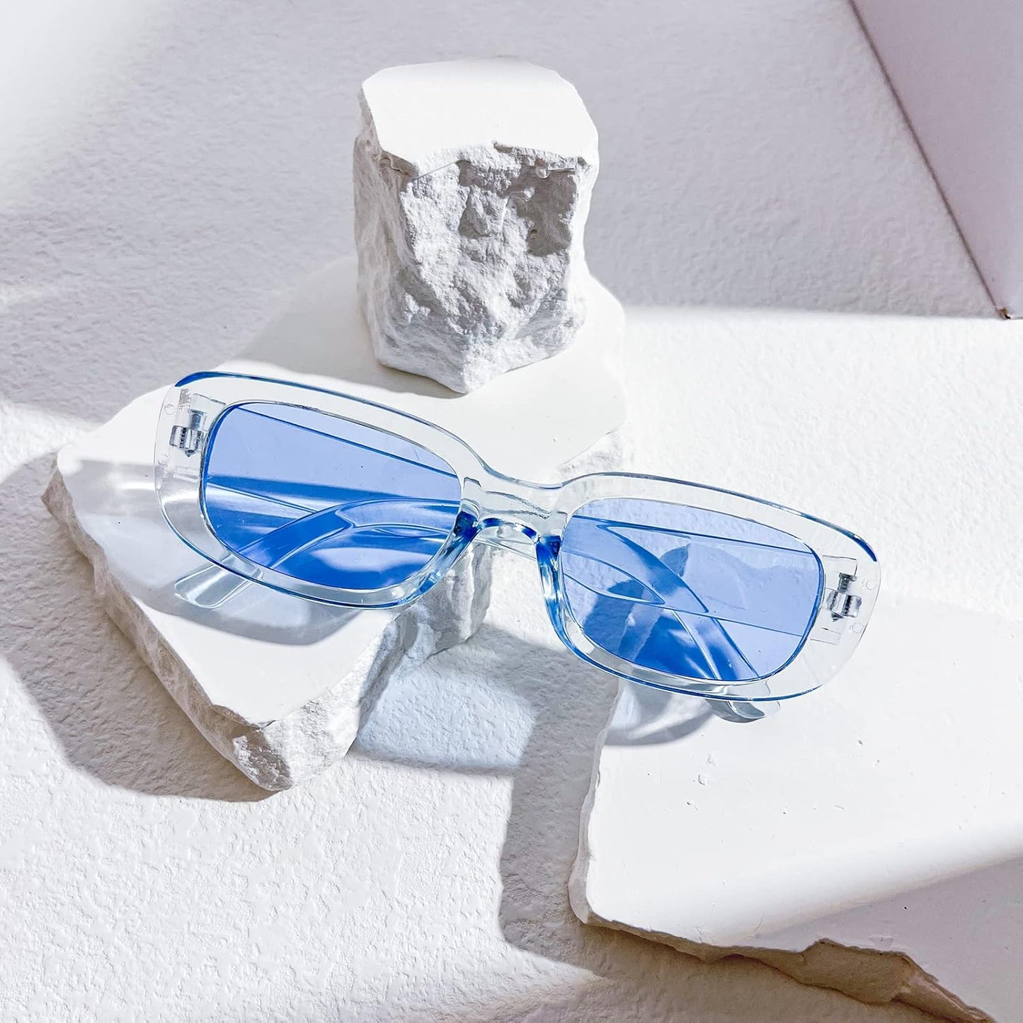SUNOVELTIES 10 Pack Rectangle Sunglasses for Women Retro Narrow Square Glasses 90s Aesthetic Vintage Eyewear Uniex Adult