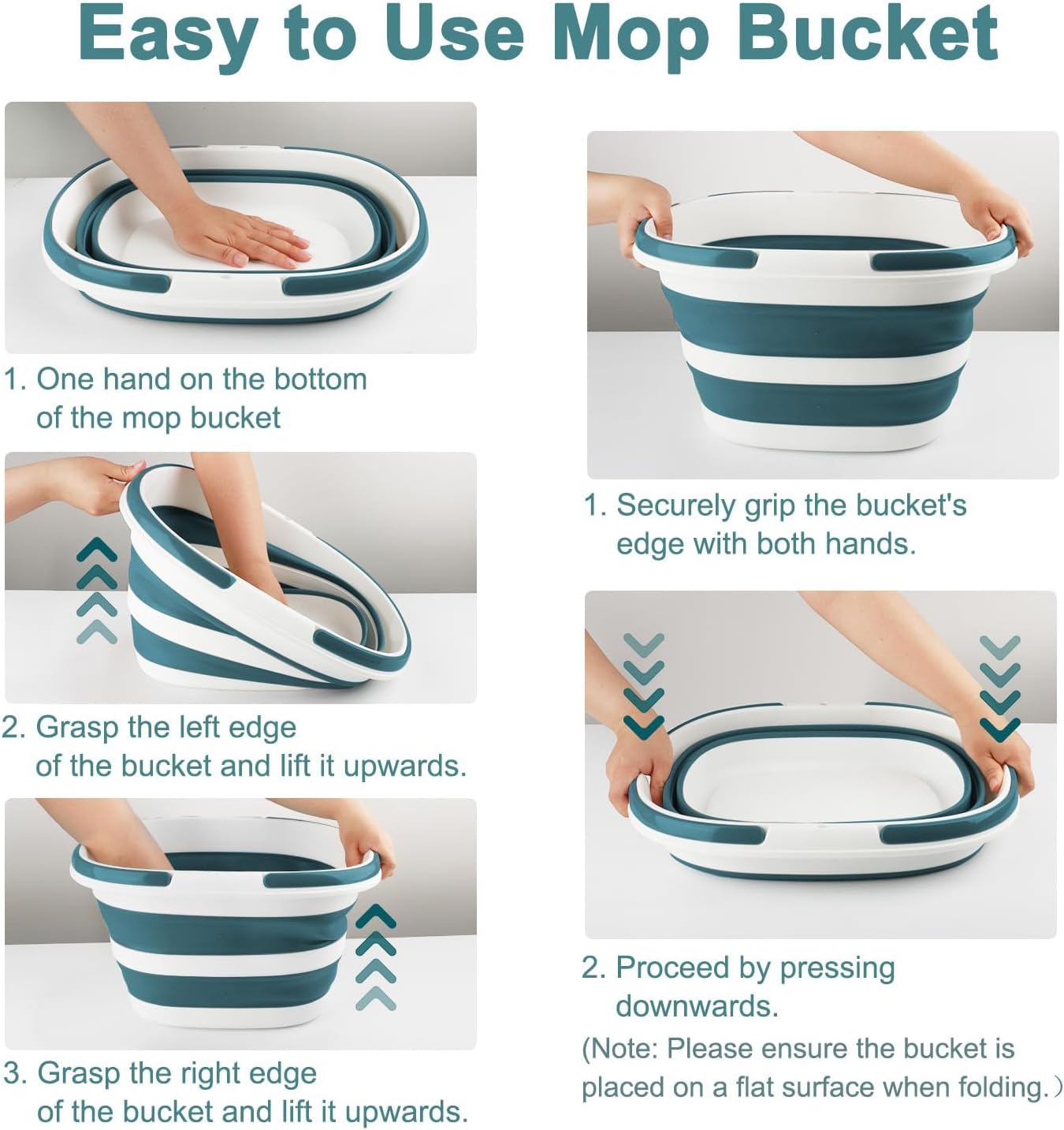Collapsible Bucket for Cleaning, 4.2 Gallons Mop Bucket with Handle for Floor Window Car Washing, Silicone Ice Buckets for Parties Camping Fishing Beach, RV Laundry Storage Household Cleaning Supplies