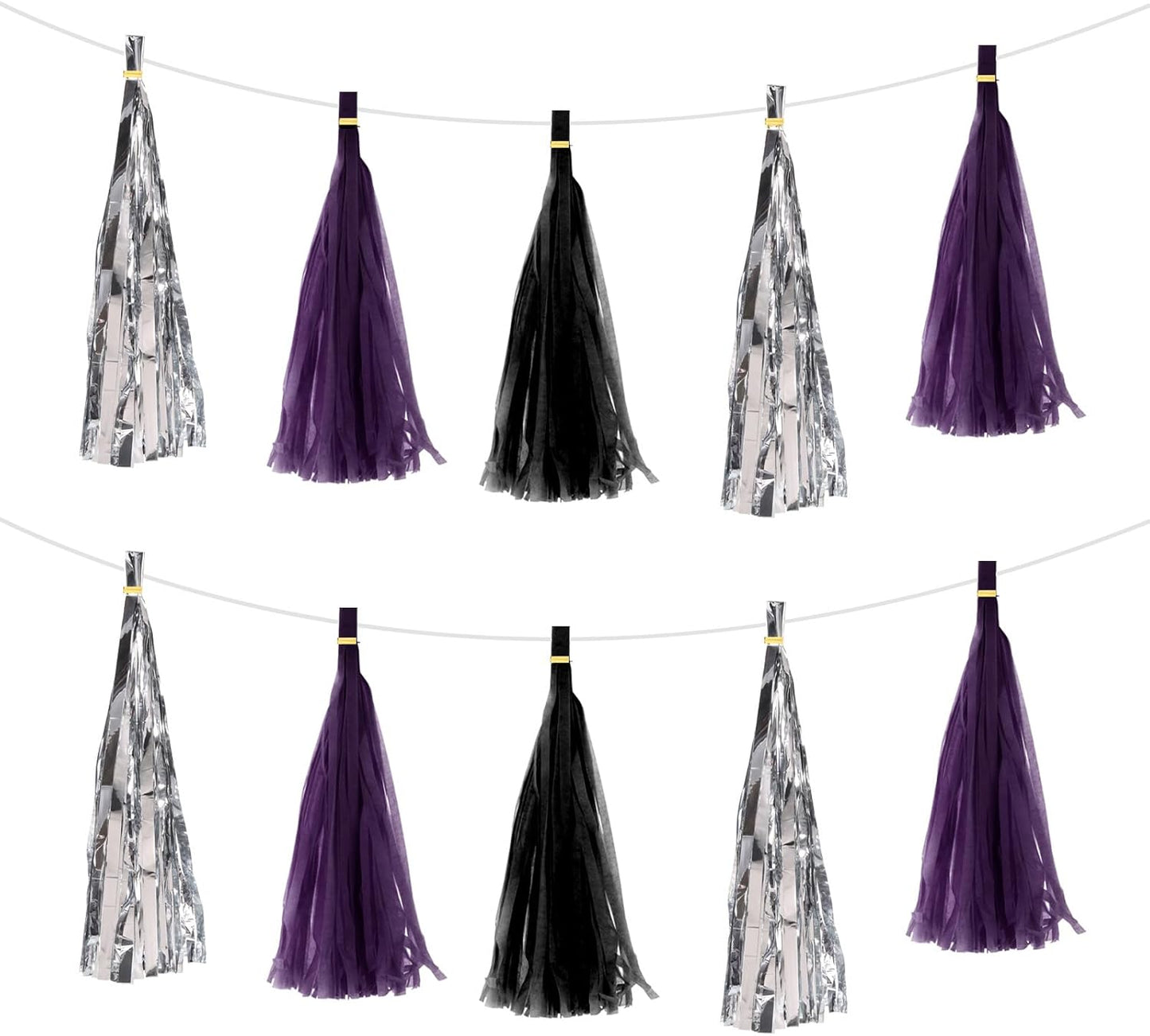 MECCANIXITY 15Pcs Light Blue Tassel Garland Banner with Rope Tissue Paper Tassels Party DIY Kits for Anniversary Wedding Birthday Party