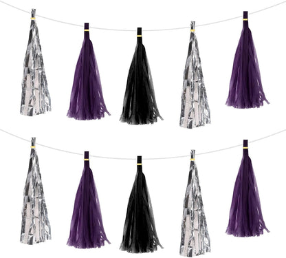 MECCANIXITY 15Pcs Light Blue Tassel Garland Banner with Rope Tissue Paper Tassels Party DIY Kits for Anniversary Wedding Birthday Party