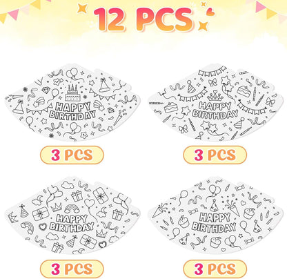 WERNNSAI Birthday Party Hats - 12 Pcs Birthday Party Supplies Cone Hat Headbands Colorful Paper Party Hats for Kids