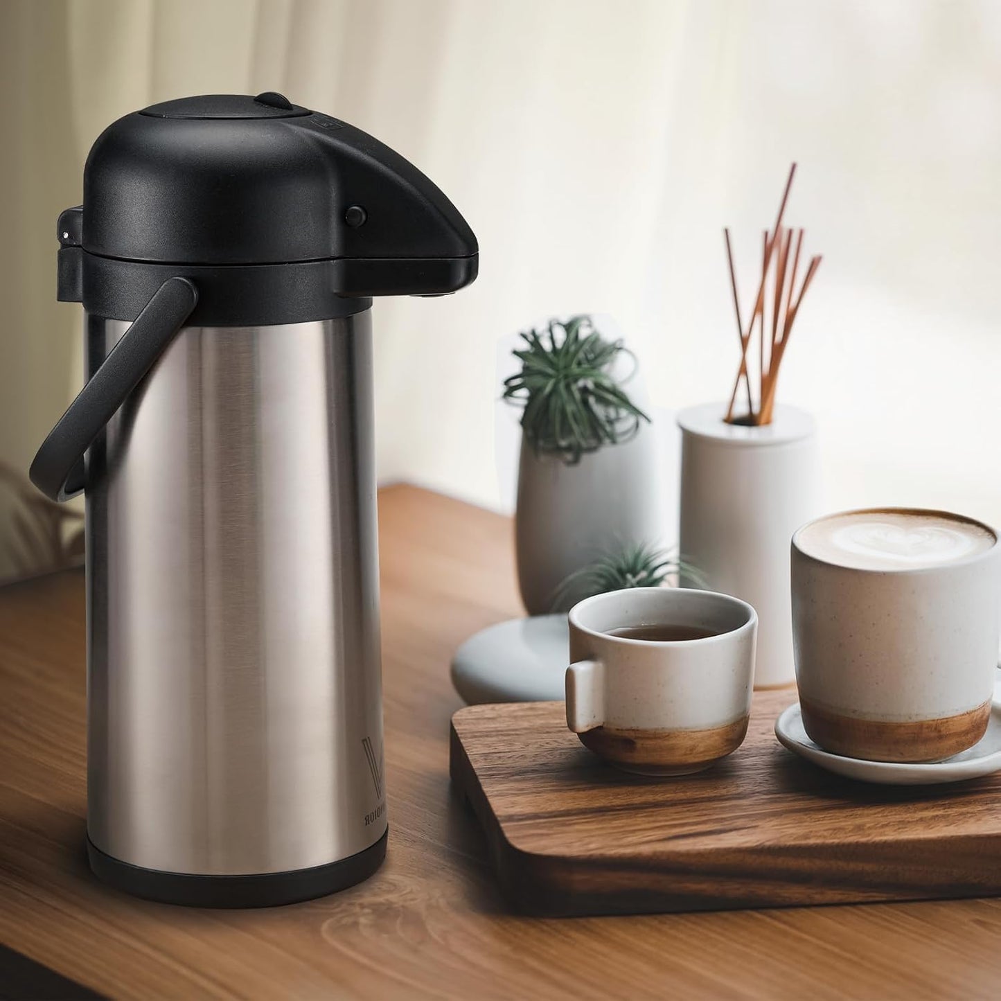 Coffee Carafe for Keeping Hot - 102oz/3L Airpot Coffee Dispenser with Pump - Insulated Stainless Steel Hot Beverage Dispenser for Parties - Thermal Carafe for Hot Drinks Water Tea Chocolate