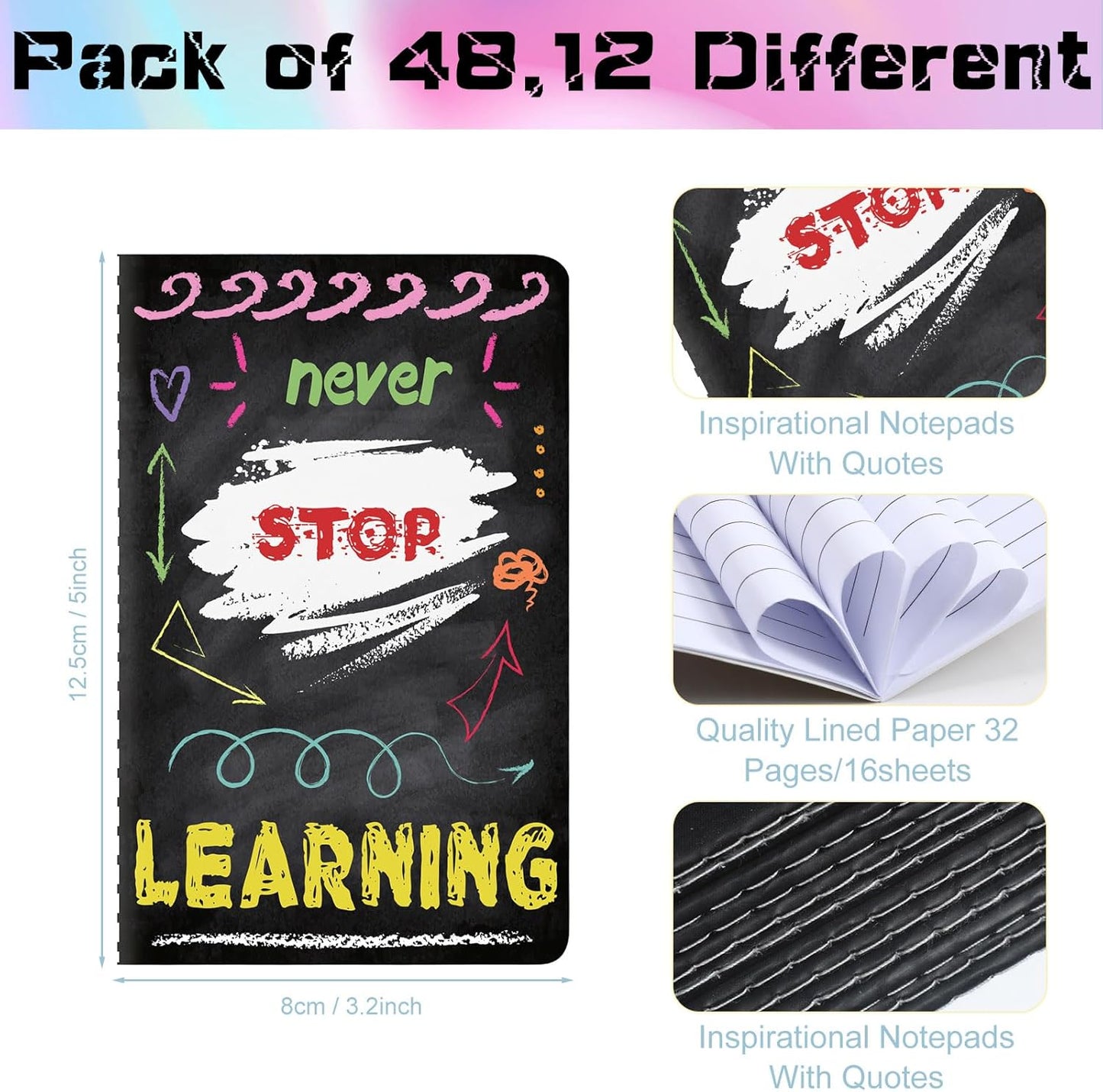 Outus 24 Pieces Mini Inspirational Notepads Motivational Small Pocket Journal Notebook Inspiring Note Pads Gift for School Office Travel Coworkers Supplies, 12 Styles (Simple Style)