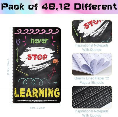 Outus 24 Pieces Mini Inspirational Notepads Motivational Small Pocket Journal Notebook Inspiring Note Pads Gift for School Office Travel Coworkers Supplies, 12 Styles (Simple Style)