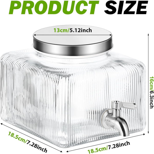 1 Gallon Drink Dispensers for Parties,Beverage Dispenser for Fridge with Leakproof Stainless Steel Spigot, Ideal for Water, Lemonade, Juice, Iced Tea