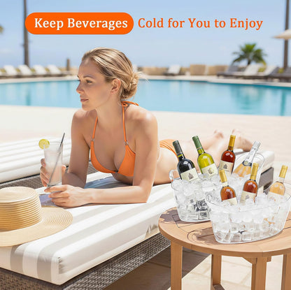 Ice Bucket 2 Pack Ice Buckets for Parties, Beverage Tub for Cocktail Bar, Drink Cooler for Wine Beer Champagne, Clear Ice Bucket with Scoop for Mimosa Bar