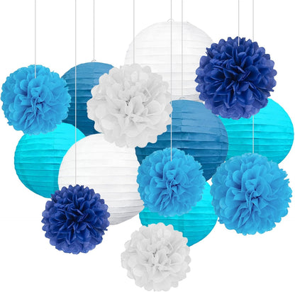 18 PCS Tissue Paper Pom Poms, Tissue Pom Poms Flowers, Sizes of 6", 10", 12", 14" Hanging Paper Flower Ball for Wedding, Birthday, Halloween, Christmas, Baby Shower Party Decor (Red Black Gold)