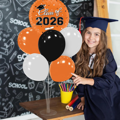 Graduation Decorations - 4 Set Balloon Stands, Class of 2026 Congrats Grad Table Centerpieces for Graduation Party Supplies(Gold& Black)