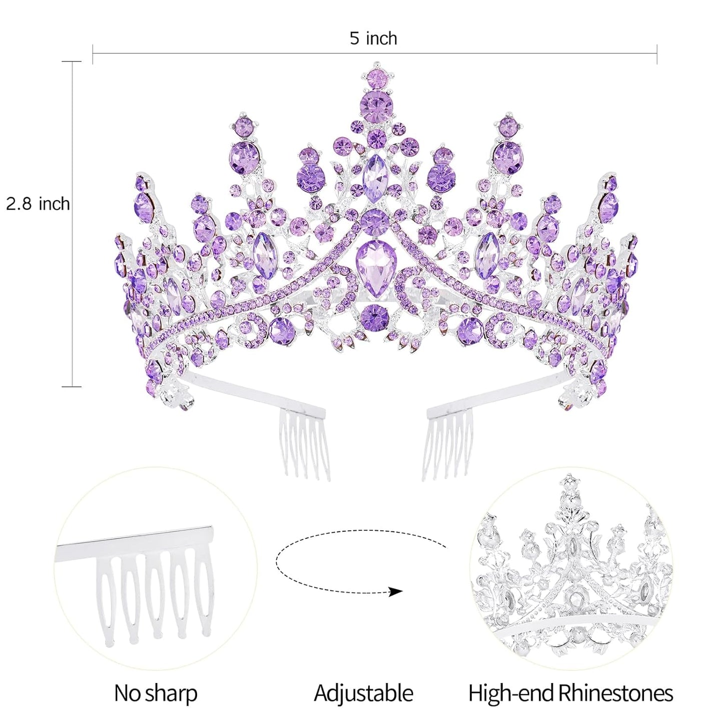 VELSCRUN Purple Crystal Birthday Tiara Crowns for Women Girls It's My Birthday Sash Queen Girls Princess Crown with Combs Happy Birth Party Decorations Mom Sisters Birth Gift Hair Accessories