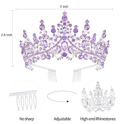 VELSCRUN Purple Crystal Birthday Tiara Crowns for Women Girls It's My Birthday Sash Queen Girls Princess Crown with Combs Happy Birth Party Decorations Mom Sisters Birth Gift Hair Accessories