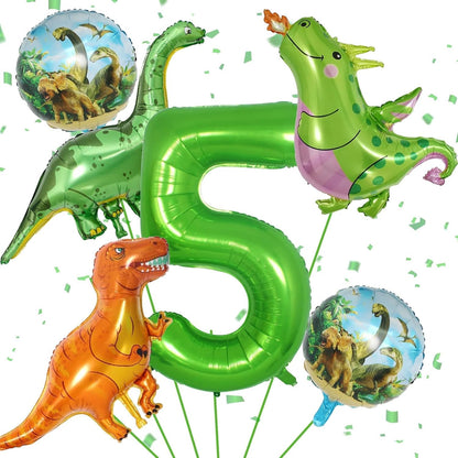 Dinosaur 5th Birthday Decorations, Dinosaur Birthday Party Decorations with Giant Inflatable Dinosaur Balloons 40 Inch Helium Foil Mylar Number 5 Balloons for Dinosaur Theme Birthday Party Decorations
