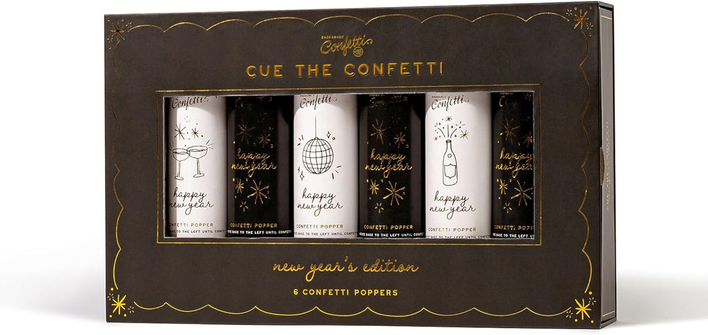 Cue the Confetti Birthday Box (6 Confetti Poppers) – Biodegradable Confetti Poppers for Birthday Parties & Gifts – Eco-Friendly & Spring Loaded for Noise Free Fun.