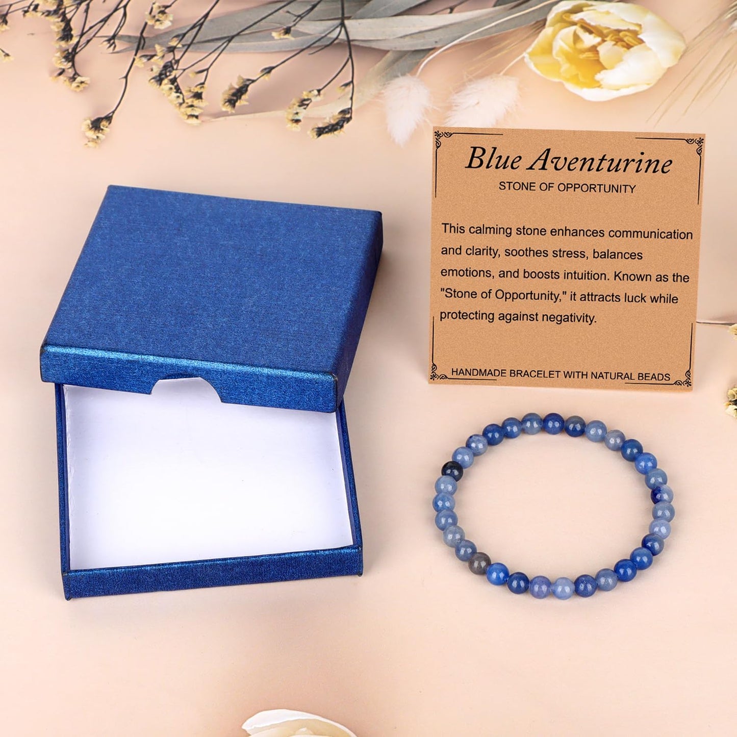 LPBeads Handmade Natural Gemstone Stretch Elastic Bracelet Healing Crystal Round Stone Beads Jewelry Gifts for Women Men
