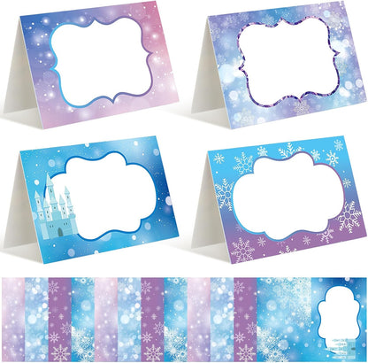 Jetec 48 Pcs Hawaiian Cartoon Place Cards Hawaii Hibiscus and Tropical Leaves Print Table Name Cards Tent Placards Buffet Food Label for Table Setting Hawaiian Themed Party Supplies