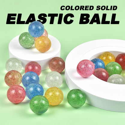 24 Pcs Glitter Bouncy Balls for Kids, 32mm 6 Colors Rubber Bounce Balls Bulk for Party Favors, Goodie Bag Fillers, Easter Gift Bag Stuffers, Basket Stuffers, Classroom Prizes
