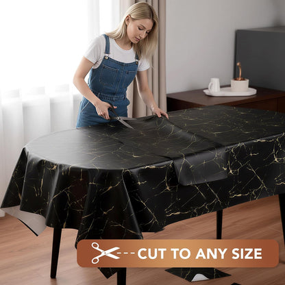 sancua Clear Plastic 100% Waterproof Tablecloth - 54 x 78 Inch - Vinyl PVC Rectangle Table Cloth Protector Oil Spill Proof Wipe Clean Table Cover for Dining Tables, Parties & Camping, Crystal Clear