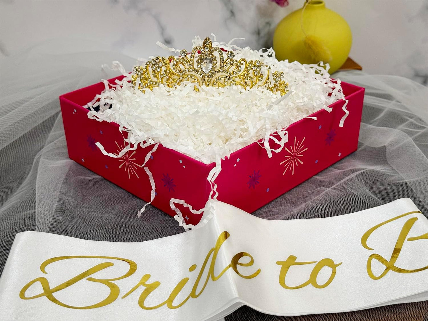 JETKONG 3 Pcs Bachelorette Party Decorations Bridal Shower Crown, Bride to Be Sash&Veil for Women Bachelorette Party Gifts, Bachelorette Party Supplies, Gifts, Favors (Rose Gold)