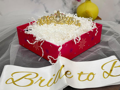 JETKONG 3 Pcs Bachelorette Party Decorations Bridal Shower Crown, Bride to Be Sash&Veil for Women Bachelorette Party Gifts, Bachelorette Party Supplies, Gifts, Favors (Rose Gold)