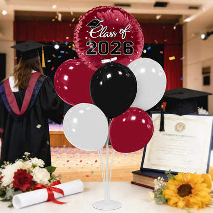 Graduation Decorations - 4 Set Balloon Stands, Class of 2026 Congrats Grad Table Centerpieces for Graduation Party Supplies(Gold& Black)