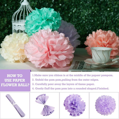 16PCS Pastel Paper Tissue Pom Poms Decoration Macaron Rainbow Candy Ice Cream Easter Paper Flower Balls Wall Hanging Decor for Birthday Wedding Spring Pastel Decoration
