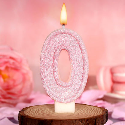 Cute Number 3 Birthday Candle, Glitter Pink Number Candles, Birthday Cake Topper Decoration, Party Supplies Anniversary Celebrations