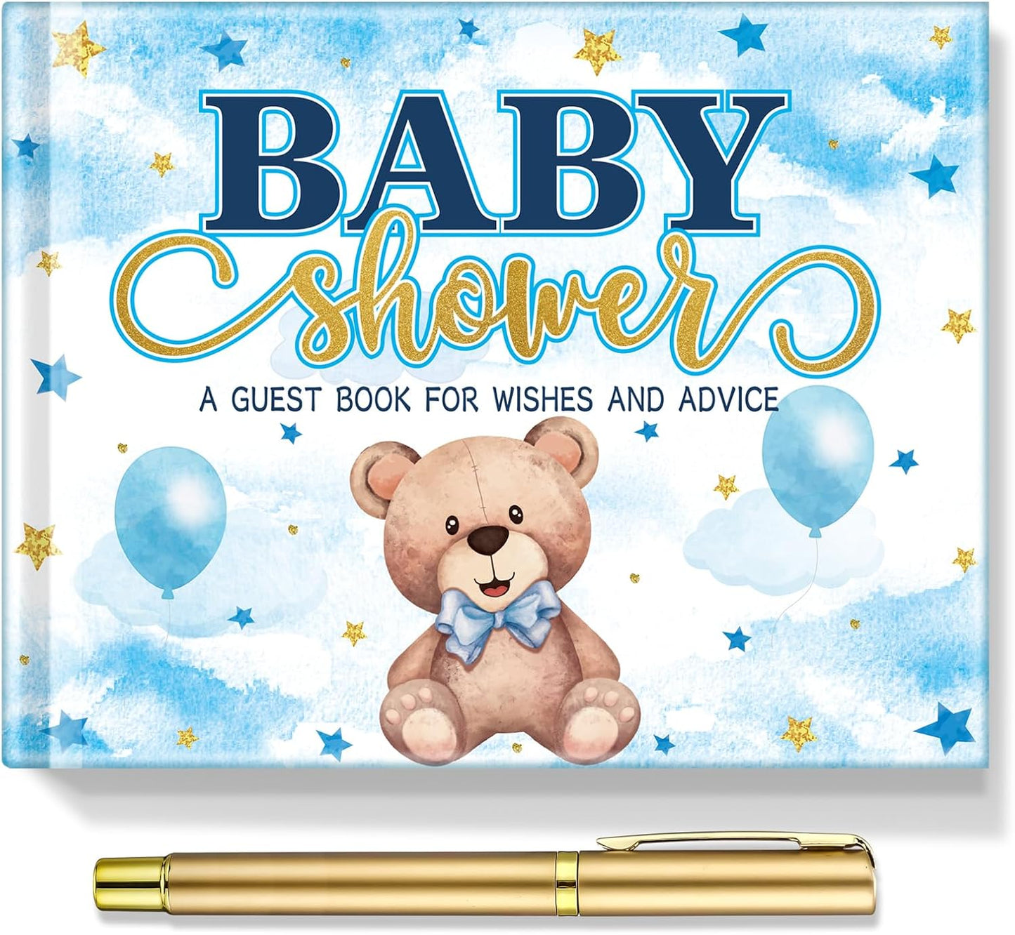 Fuyoooo 27 Pcs Safari Animal Baby Shower Guest Book Set Baby Shower Sign in Guest Floral Book Place Table Cards with Gold Pen Adhesive Photo Corner for Birthday Party