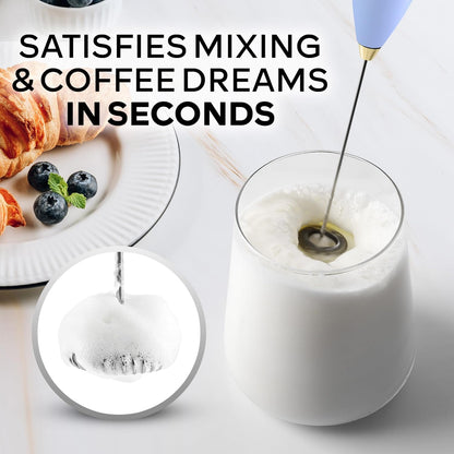Zulay Kitchen Powerful Milk Frother Wand With Duracell Batteries - Ultra Fast Handheld Drink Mixer - Electric Whisk Foam Maker for Coffee, Lattes, Cappuccino & Matcha - Z1 Motor - Black - Colors A