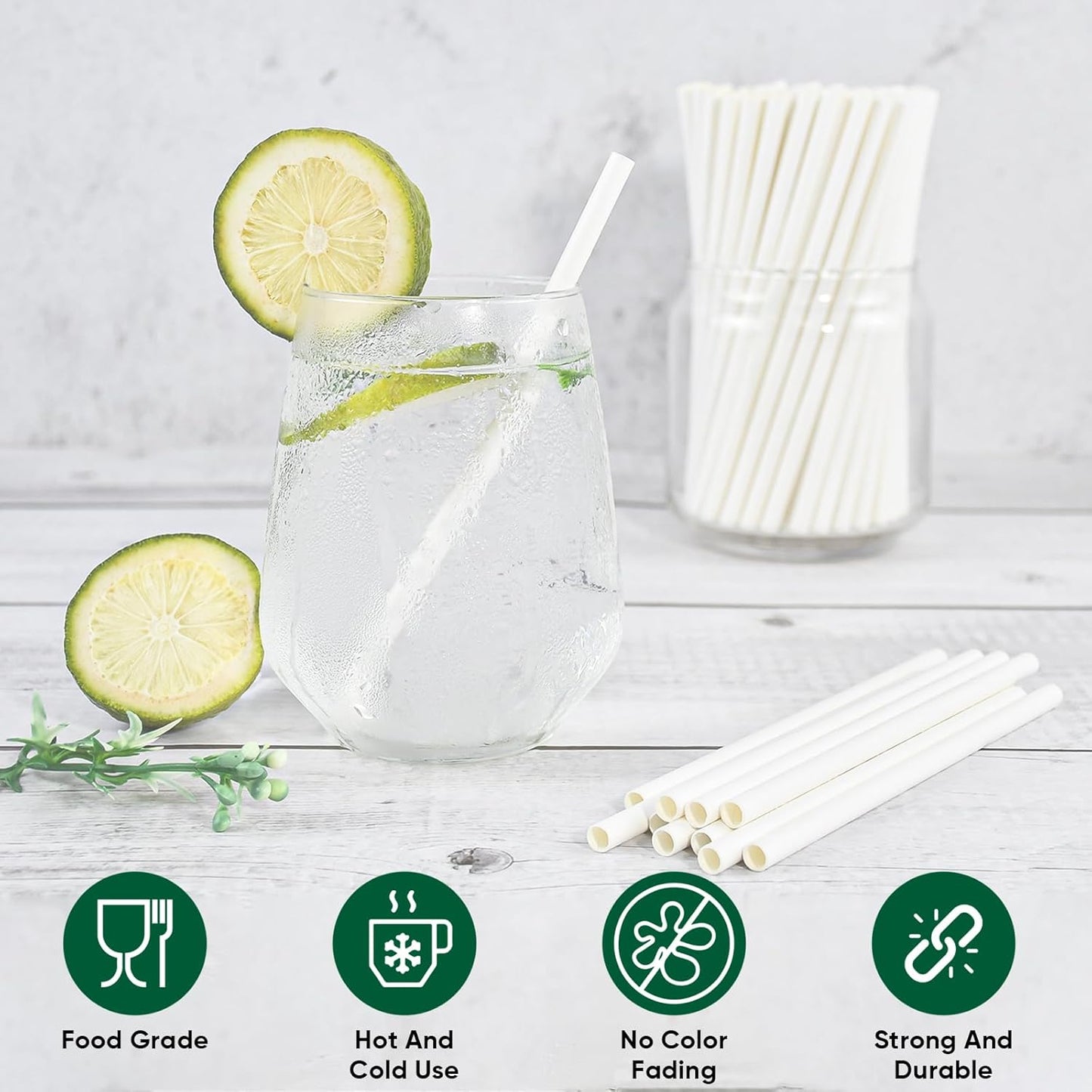 5.75 inch Orange Paper Cocktail Straws, Short Disposable Drinking Straws 500 Counts, Unwrapped - Compostable