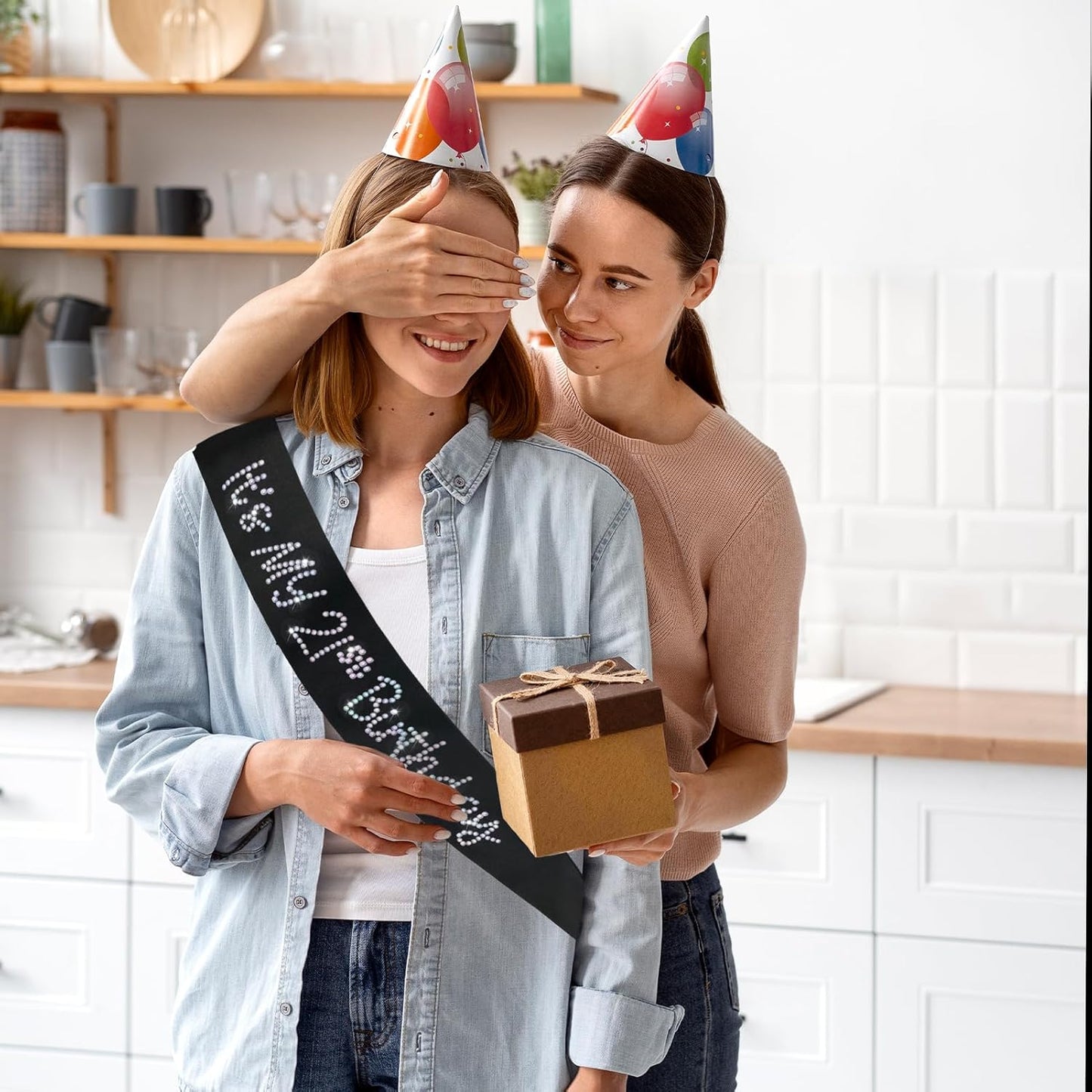 It's My 21st Birthday Sash, Black Satin Birthday Sash with Glitter Rhinestones Decorations for Girls or Women, Finally 21 Bday Sashes, Ideal Twenty One Gifts, Happy 21 Bday Party Decorations