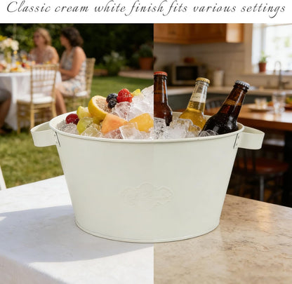 Metal Ice Buckets for Parties, Beer Cooler, Drink Tub & Christmas Decor Rustic Tub, Gift Bucket for a Holiday, Home Table Centerpieces Storage Decor, 13in dia