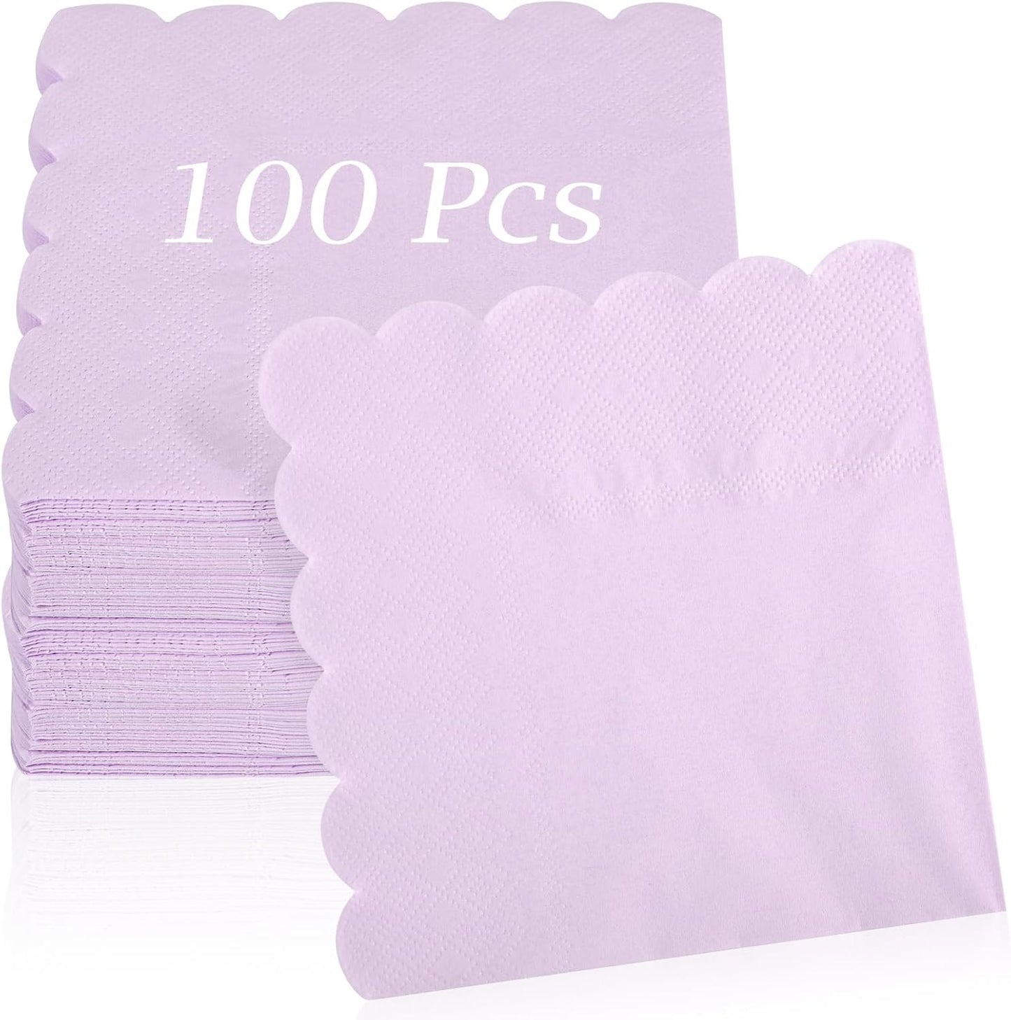 100 Pcs Cocktail Napkins, 2-Ply 5 x 5 Inches Disposable Scalloped Napkins, Thick Premium Dessert Napkins for Party, Wedding, Dinner, Birthday, Anniversary, Festival (Sage Green)