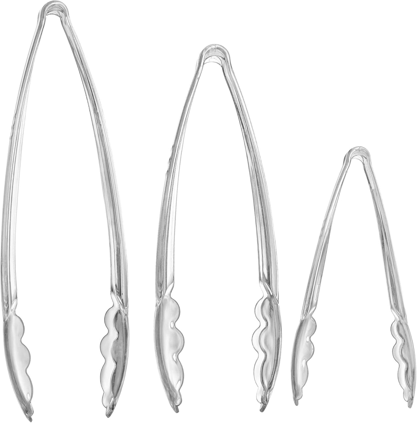 [Black Tongs 7.5'' Inches] Plasticpro 7.5'' Serving Tongs Heavy Duty Reusable Kitchen and BBQ Black Serving Tong for party's, Caterings, Events, Buffet, Weddings, And every Day use Pack of 12