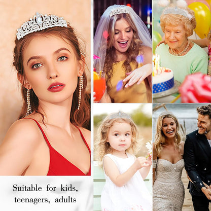 Birthday Sash for Women,Birthday Crown Tiaras for Women,Gold Rhinestone Queen Sash and Crown Tiara Headband for Party Decorations