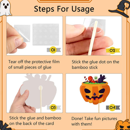 Lucleag Halloween Photo Booth Props Kit, 24Pcs Photo Props & Selfie Frame for Photos Decor, Ghost Bat Pumpkin Spider Photo Props for Halloween Decor Trick or Treat Party Supplies