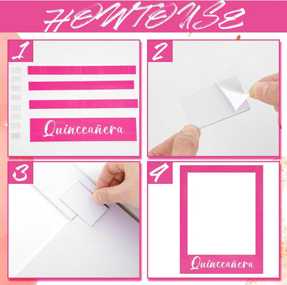 BreezeHug 32 x 24'' Spanish Quinceanera Photo Booth Prop Picture Frame Large 15th Birthday Photo Booth Prop Quinceanera Decoration DIY PVC Cutouts Selfie Frame for Birthday para 15 Años Quinceañeras