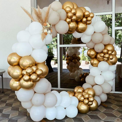 COKAOBE Pink Orange Balloon Garland Arch Kit, 124pcs Hot Pink Orange Chrome Metallic Gold Latex Balloons for Birthday Wedding Baby Shower Tropical Party Supplies Summer Party Decorations