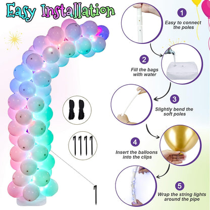 AerWo Balloon Arch Kit with Balloon Pump Electric, 8.2FT & 5FT Half Balloon Arch Stand with Base, Free Bending Balloon Stand Kit for Wedding Birthday Party Baby Shower Graduation Decorations