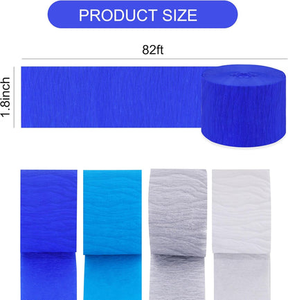 BEISHIDA 8 Rolls Red Yellow Blue and Green Crepe Paper Streamers for Carnival Circus Sesame Street Paw Party Decorations, Birthday DIY Craft Paper(1.8 Inch x 82 Ft/Roll)