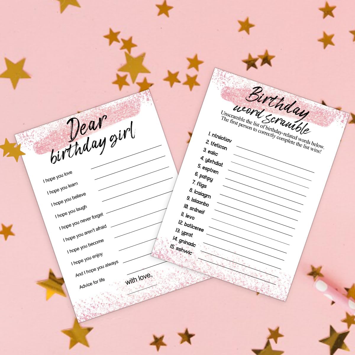 Birthday Party Cards for Girl, Birthday Games Card, Would She Rather Game Cards Set, Birthday Supplies Activity Decorations for Adult Girl, Set of 30 Game Cads