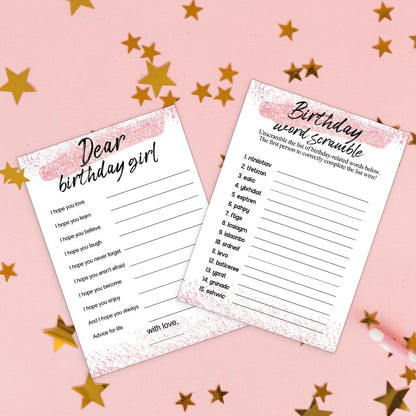 Birthday Party Cards for Girl, Birthday Games Card, Would She Rather Game Cards Set, Birthday Supplies Activity Decorations for Adult Girl, Set of 30 Game Cads