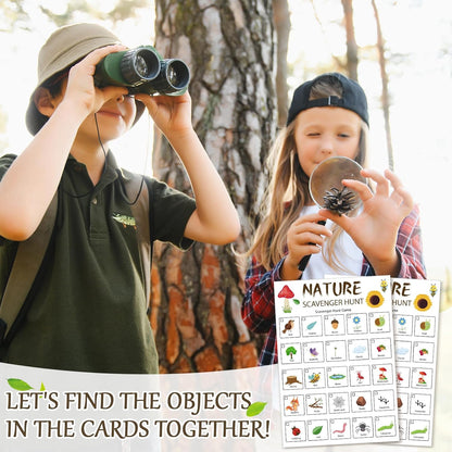 Hoolerry 30 Pcs Nature Scavenger Hunt for Kids Road Trip Game Car Spring Summer Easter Scavenger Hunt Cards Travel Activities Camping Games Outdoor Indoor Seek Activity for Kids Adults(Nature)