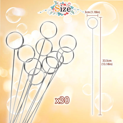 30 Pcs Metal Wire Floral Picks 13 Inch Wire Place Card Holder, Metal Table Name Number Clips Picture Stand, Round Photo Memo Flower Card Holder for Wedding Party Birthday Cake (Silver Round)