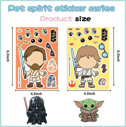24 Sheets Cool Monster Sticker Cute Cartoon Charaters Make Your Own Sticker, Make a Face Stickers Party Favors Activities Gifts (c)