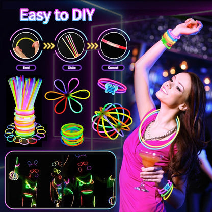 JOJUJB 250PCS Glow in the Dark Party Supplies for Kids Adults,Light Up Party Favors with Light Up Toy Glasses,100 Glow Sticks Bulk Party Pack DIY Glow Necklaces,Bracelets hora loca accessories