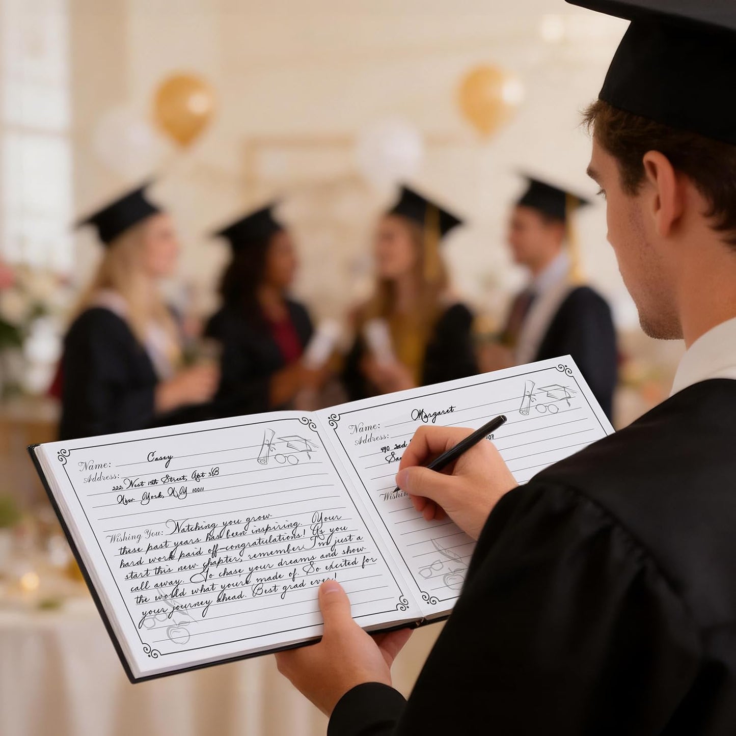 Artmag 2026 Graduation Guest Book Fabric Hardcover Signs Signature Graduation 100 Pages Guest Book Grad Memory Scrapbook for College Gifts (Black)