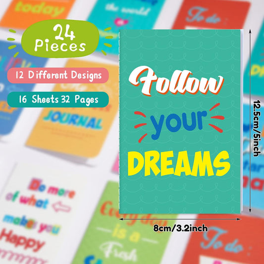 Zonon 24 Pcs Mini Notebooks Bulk for Party Favor 3.2" x 5" Small Lined Notepads Bulk Pocket Notepad Mini Notebook Gift Colorful Small Journal Onboarding for School Teacher Coworker(Happy Style)