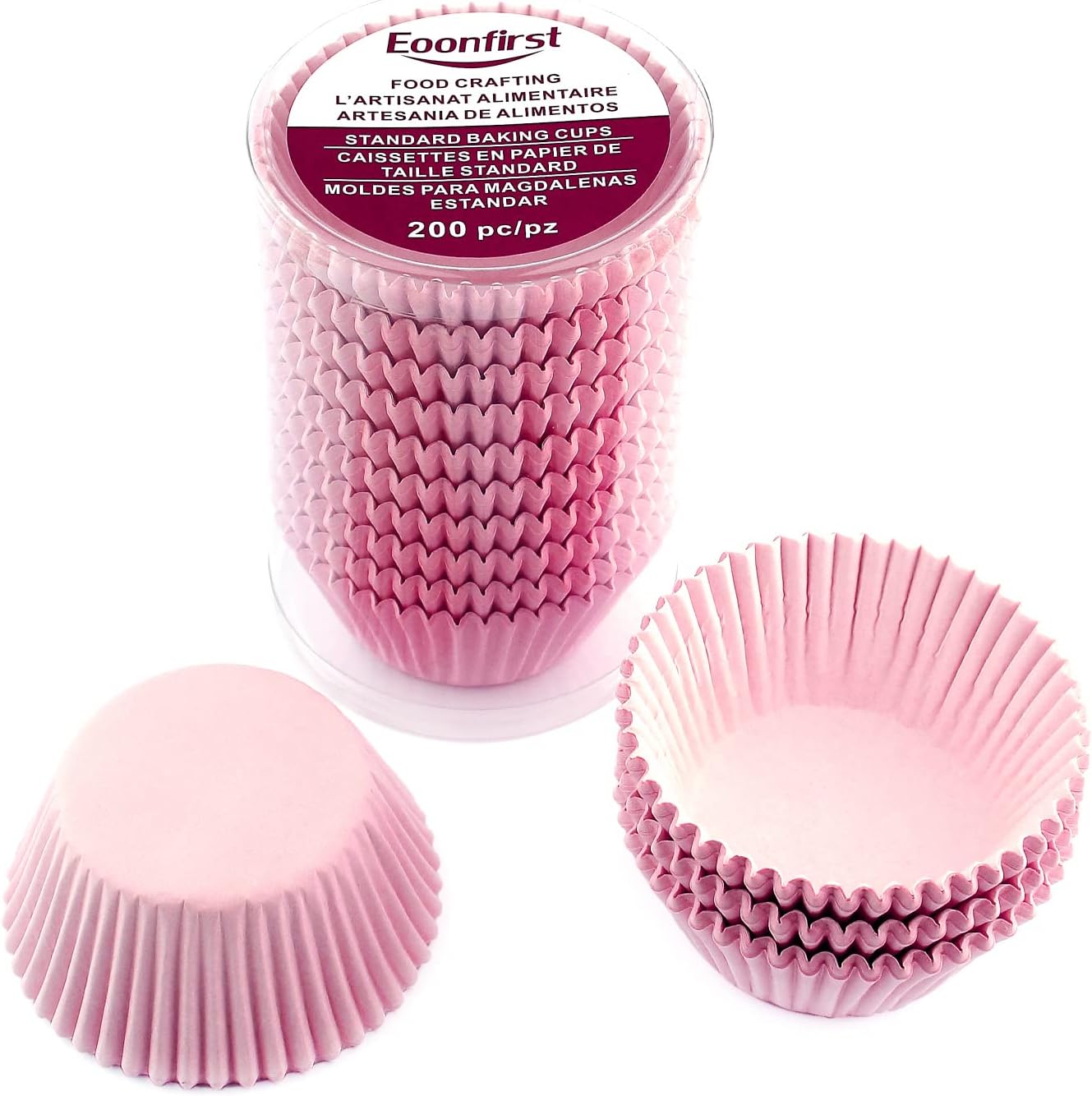 Standard Size Baking Cups Food-Grade Greaseproof Paper Cupcake Liners 200 Pcs (Natural)